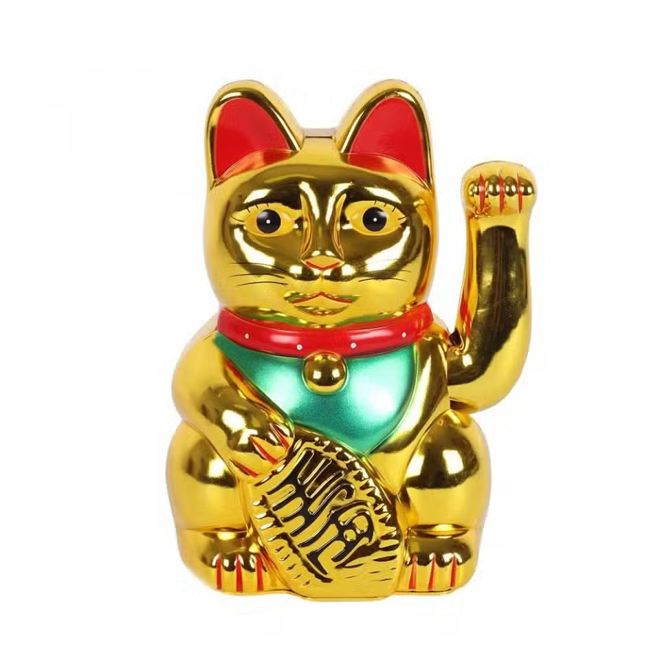 ✨ Very Gold Lucky Waving Money Cat 🐱 – 15cm Prosperity Fortune Figurine 💰 招財 Cat –