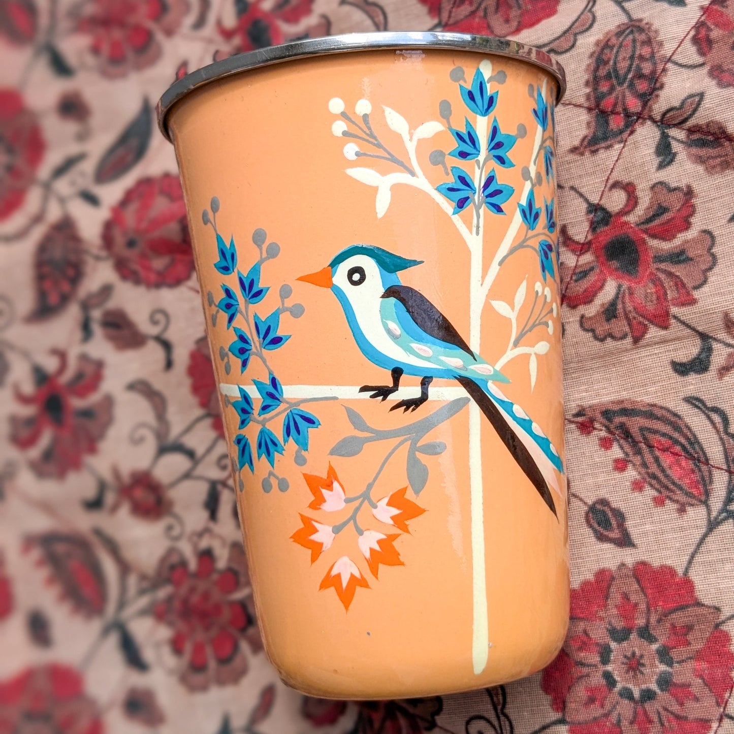 🌸 Hand-Painted Stainless Steel Tumbler – Kashmiri Artisan Craftsmanship 🌸