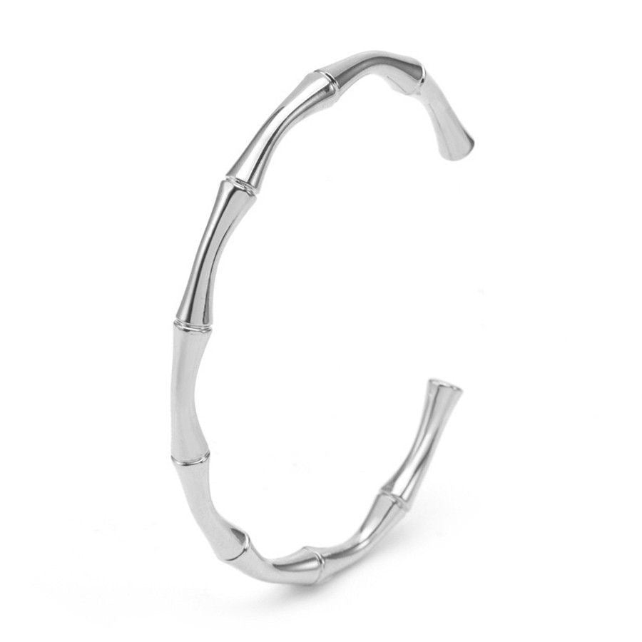 ✨ Kenzo Stainless Steel Open Bamboo Bracelet – Modern Elegance Meets Natural Inspiration 🌿