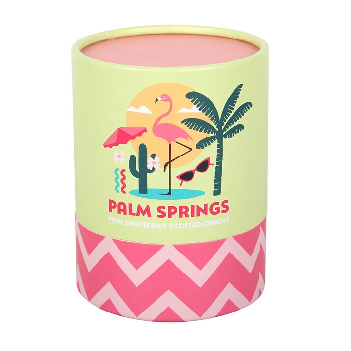 Bougie Parfumée Pamplemousse Rose Palm Springs Cadeau Rétro Californie Ensoleillée 28 Heures de Combustion