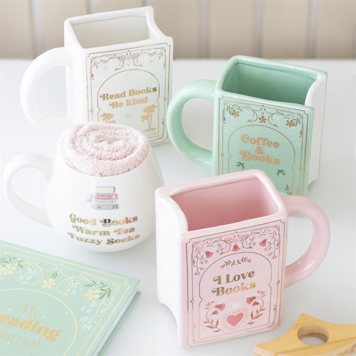 Lisez des livres Soyez gentil Tasse en forme de livre blanc