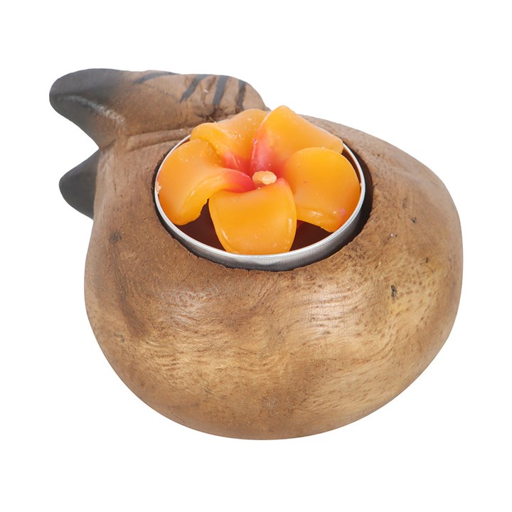 Curled Cat Tealight Holder – Handcrafted Monkey Pod Wood Candle Holder 🐾✨