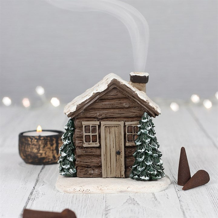 🏡 Log Cabin Incense Cone Burner – Cosy Winter Aromatherapy Home Décor 🌲✨