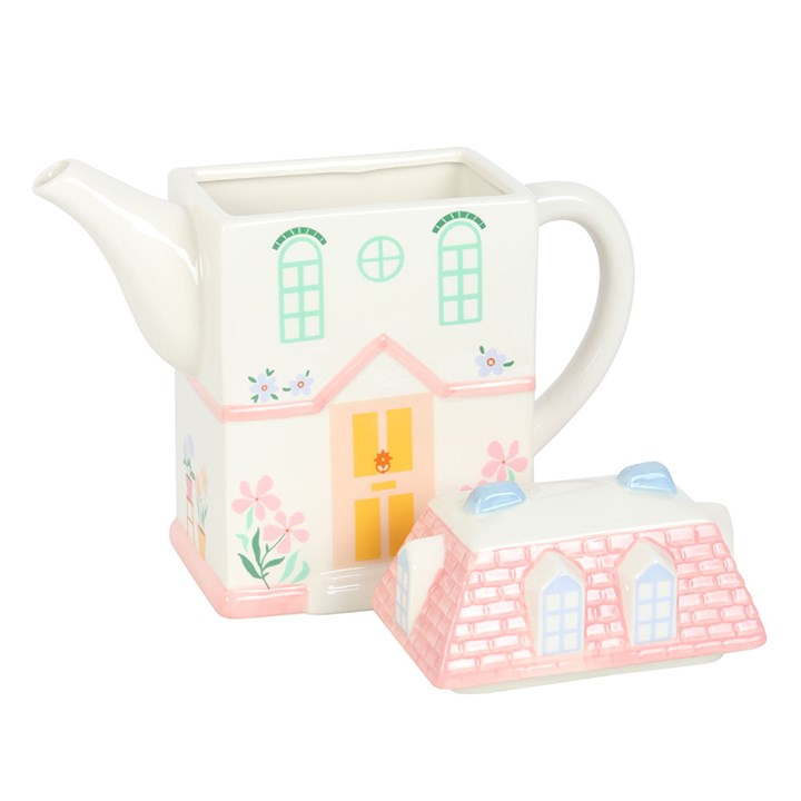Théière en forme de maison pastel