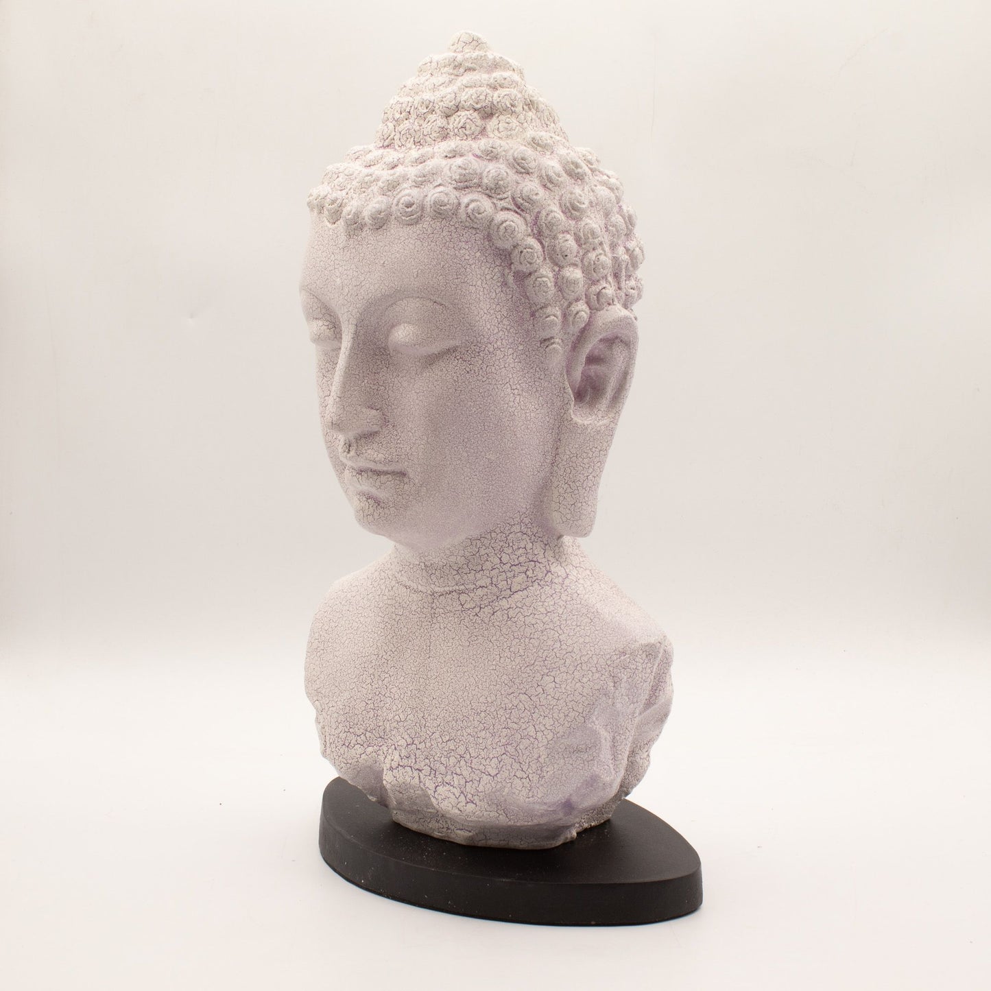 Busto de Buda Lámpara Lavanda Craquelada con Base Ovalada – Lámpara de Mesa de Ambiente Calmante para Dormitorio y Espacios de Relajación