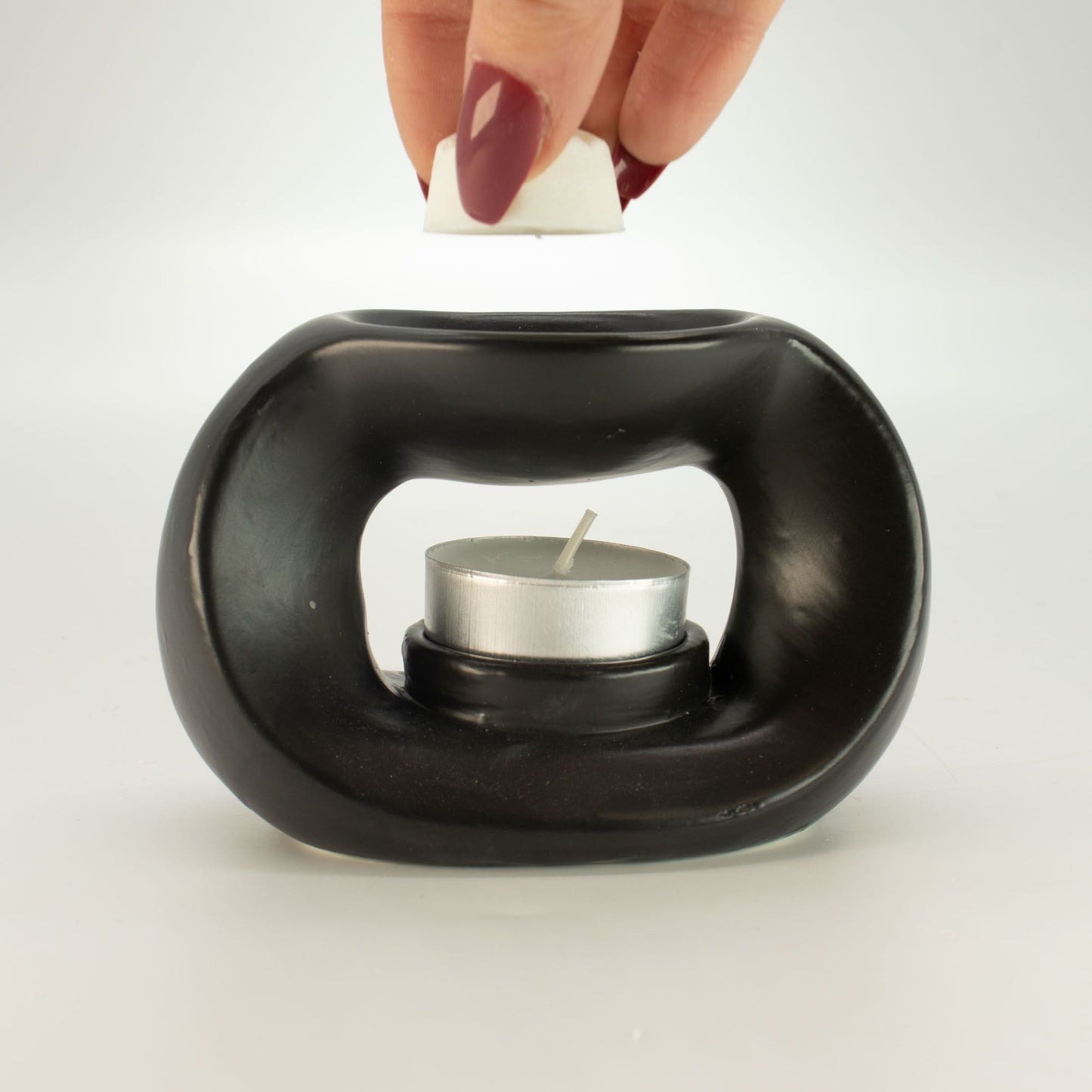 Ceramic Zen Oil Burner – Oval Pebble Matt Black | Modern Wax Melt & Fragrance Oil Burner
