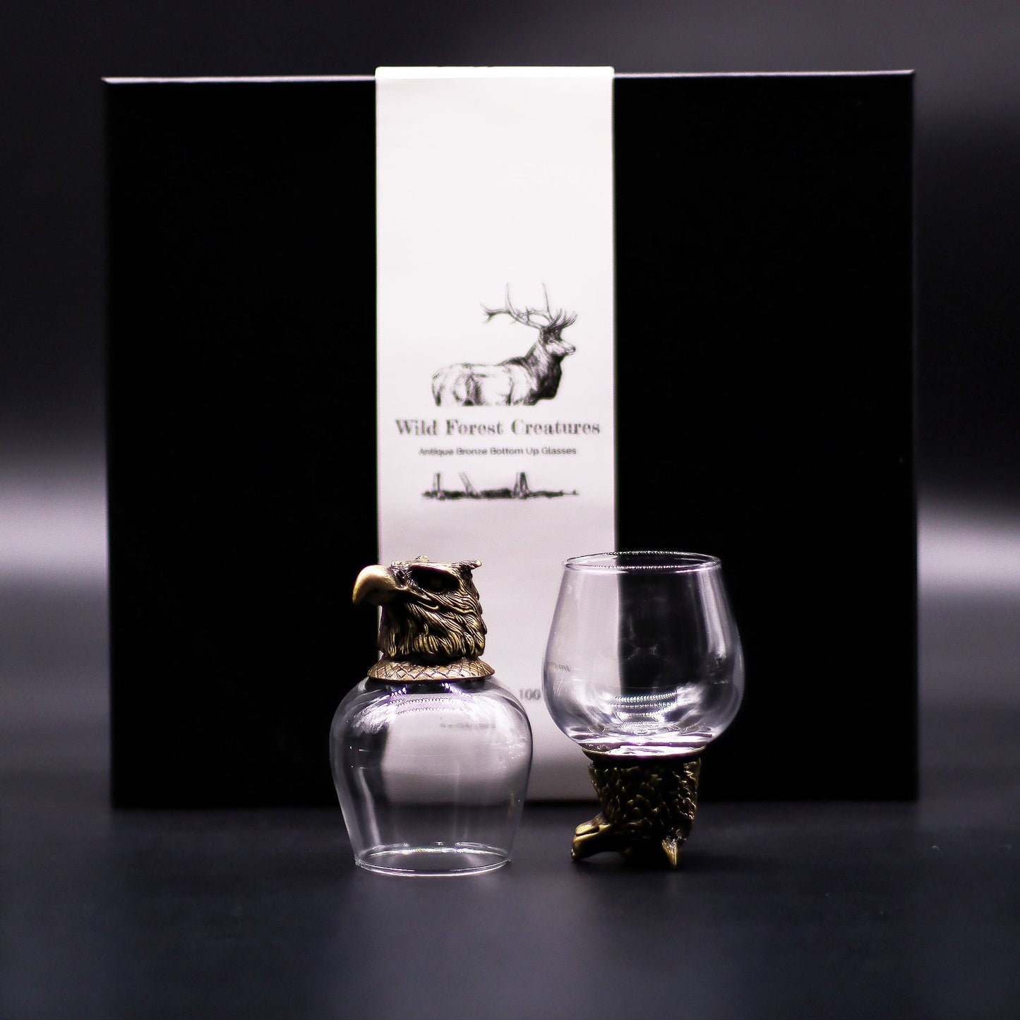 Coffret de 6 verres 100ml – Créatures de la forêt sauvage en bronze antique