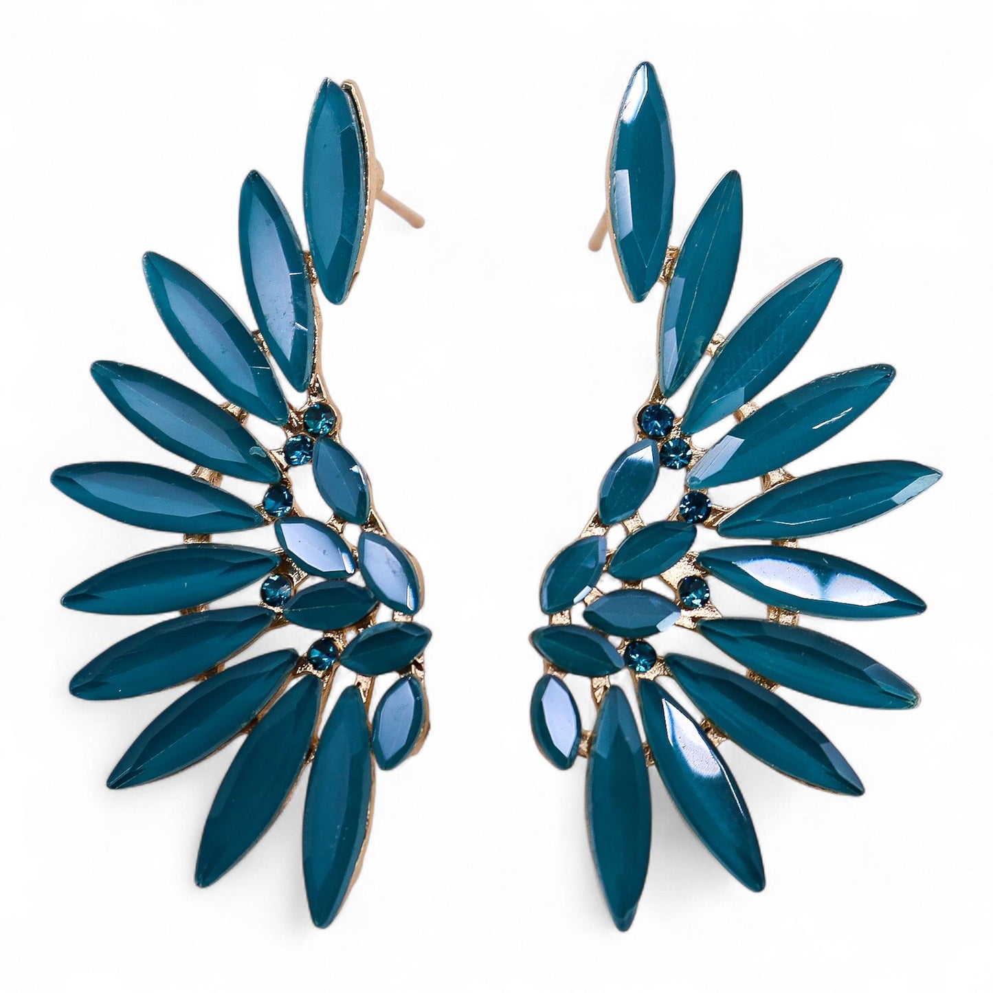 Pendientes de alas de ángel de cristal vintage verde azulado inspirados en las dríadas