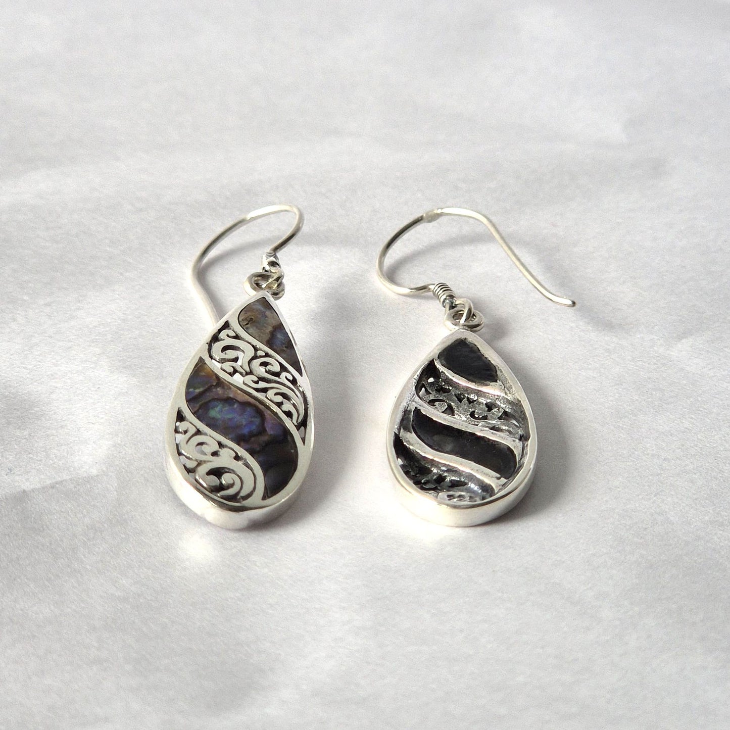π Shell & Silver Earrings β Long Teardrop β Abalone π