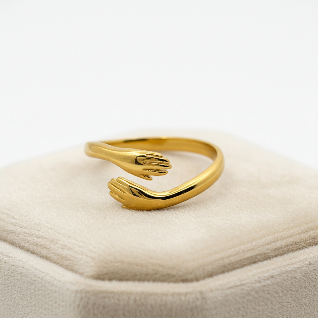 ✨ Ameya Adjustable 'Hug Ring' – 18k Gold Plated Sterling Silver | Timeless Love & Elegant Design ✨
