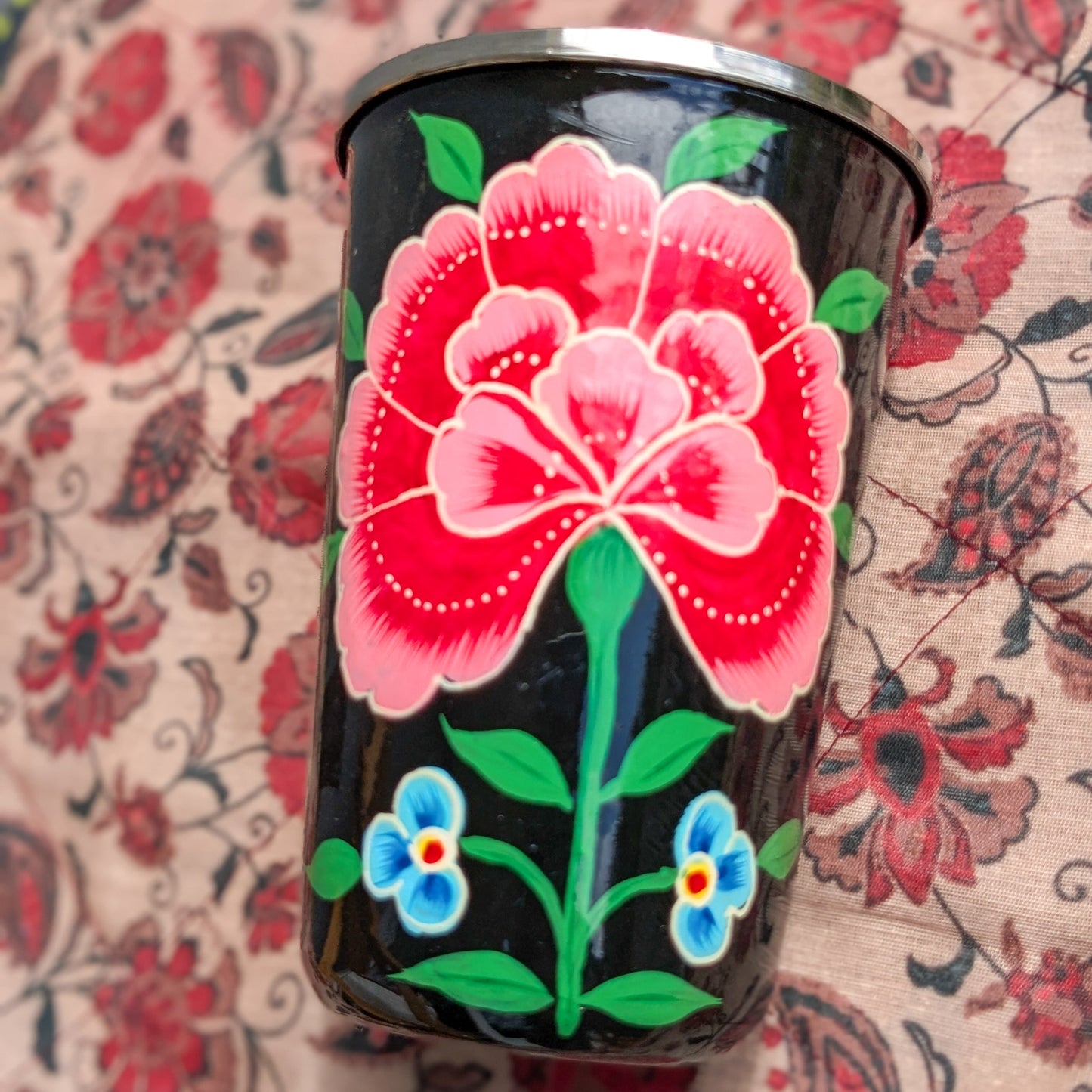🌸 Hand-Painted Stainless Steel Tumbler – Kashmiri Artisan Craftsmanship 🌸