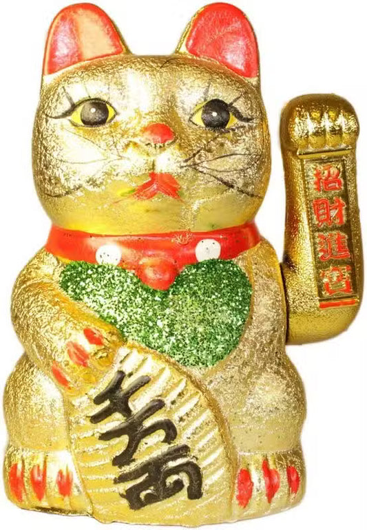 🐱 Lucky Waving Cat – Chinese Money Fortune Beckoning Cat 💰 Prosperity & Wealth Figurine – 12x17.5cm