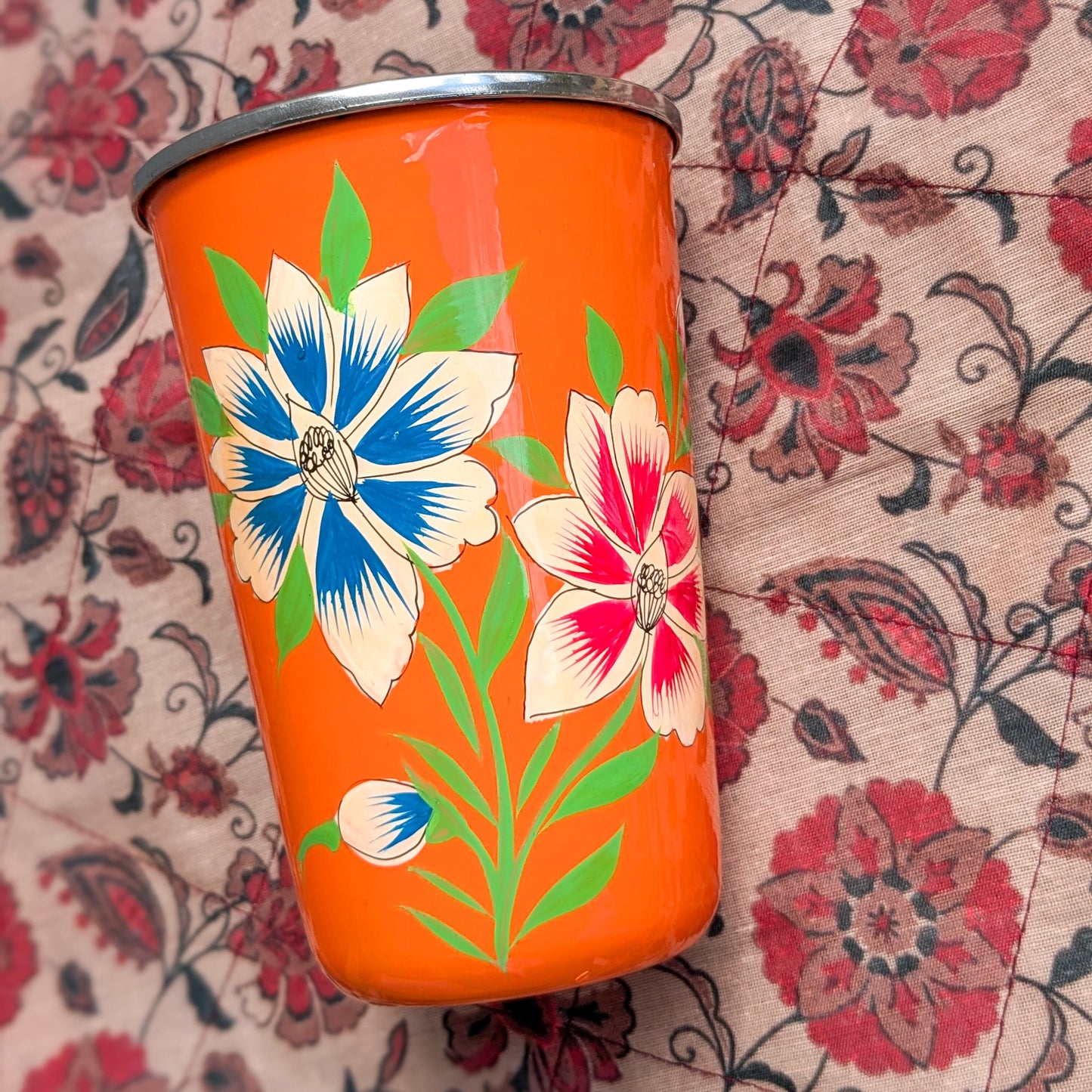 🌸 Hand-Painted Stainless Steel Tumbler – Kashmiri Artisan Craftsmanship 🌸