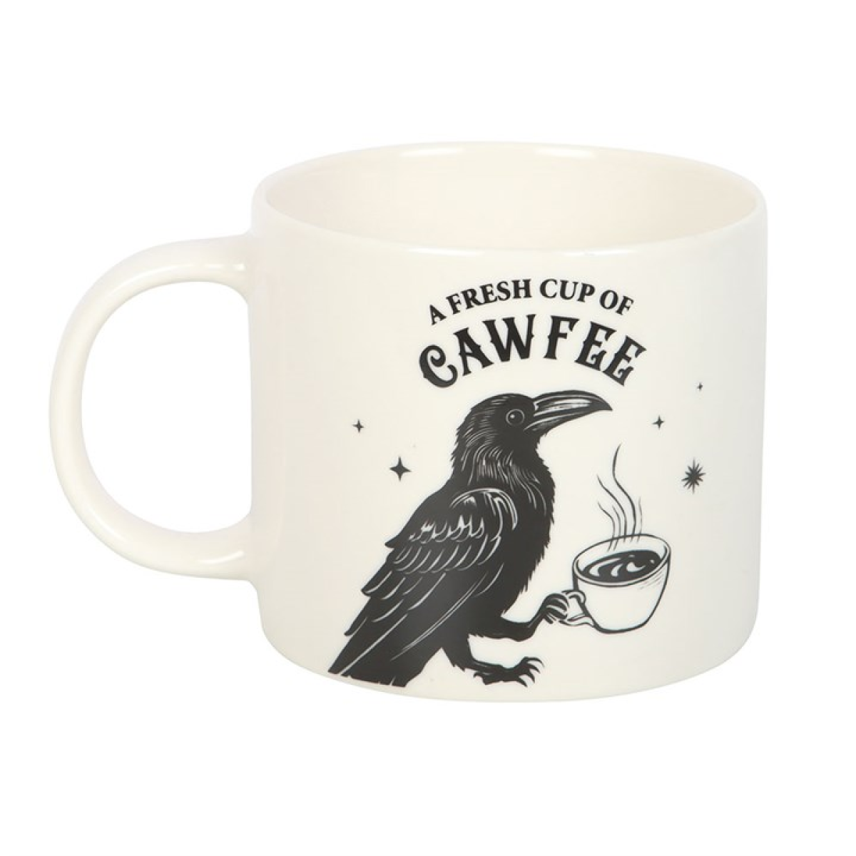 Mug à café corbeau Fresh Cup of Cawfee – Mug à café gothique en céramique de 500 ml