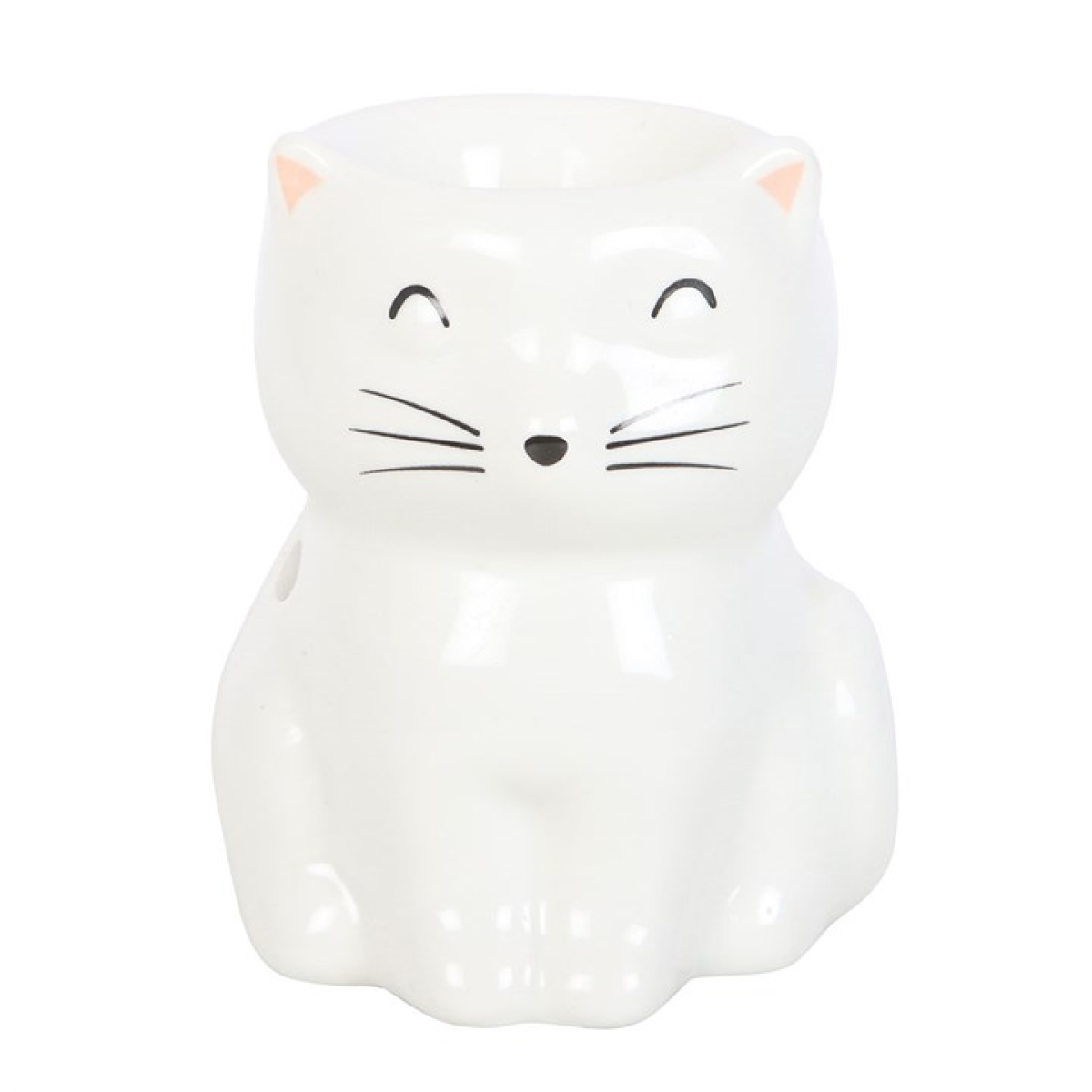 Brûleur à Huile Chat Heureux Blanc