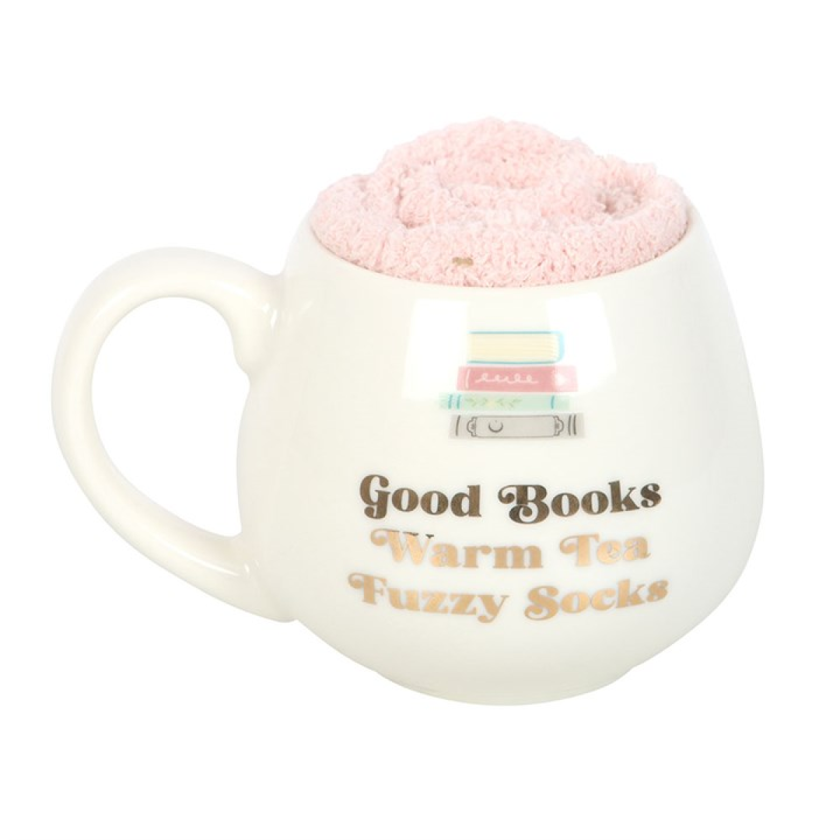 📚☕ Good Books, Warm Socks & Hot Tea Mug & Socks Gift Set – Cosy Reader’s Delight 💛