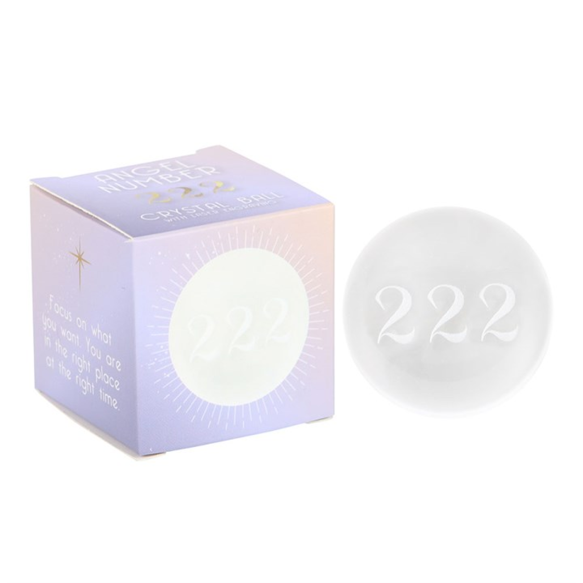 222 Angel Number Crystal Ball – Laser Engraved Glass Sphere for Manifestation & Divine Guidance 🔮✨