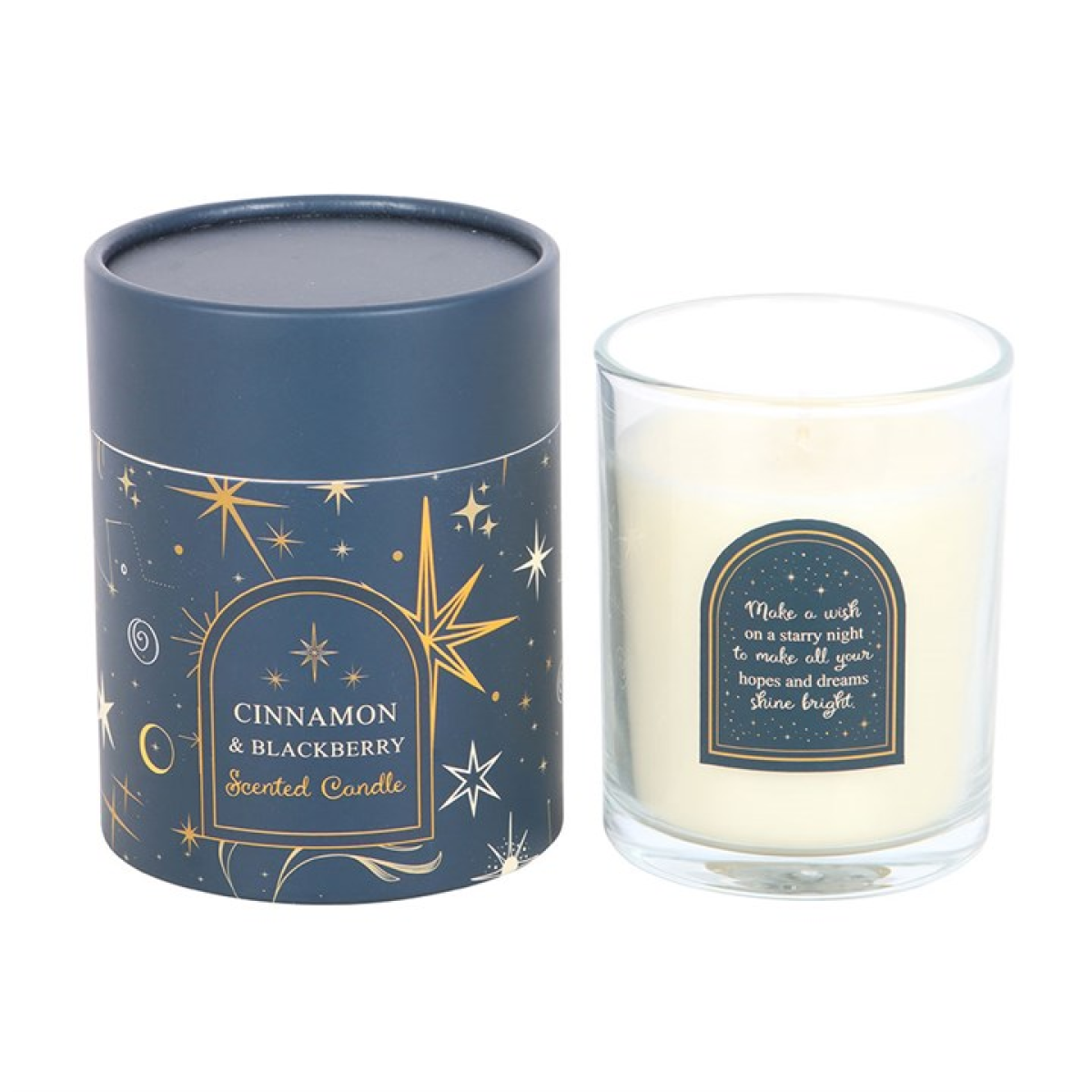 Starry Night Cinnamon & Blackberry Candle – Festive Scented Glass Jar Candle (48-Hour Burn) 🌌