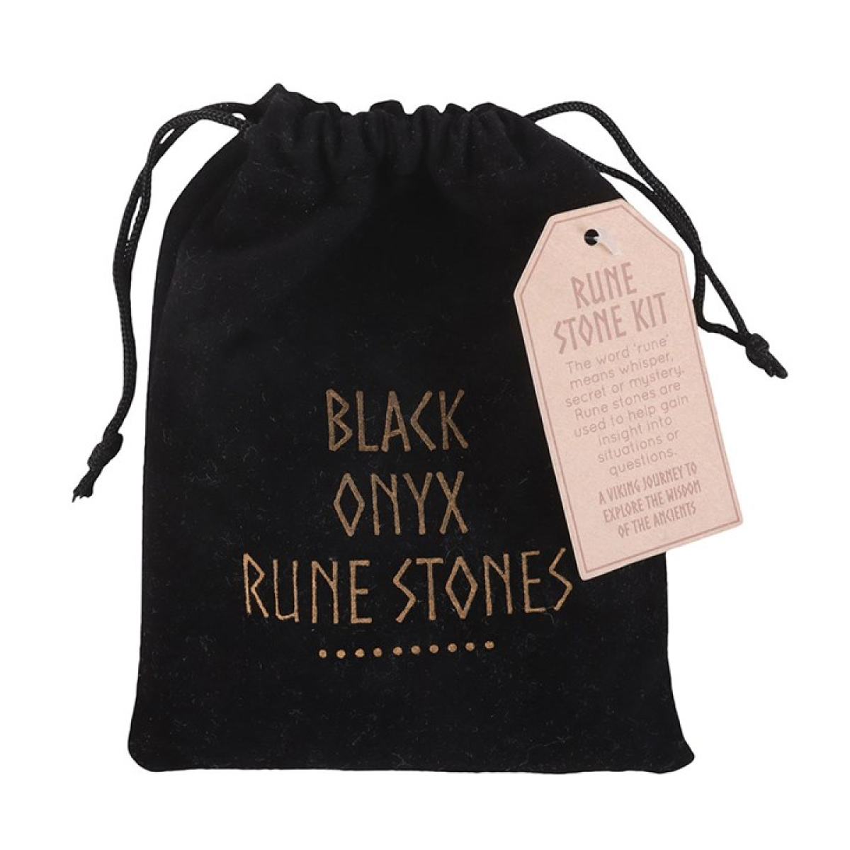 Black Onyx Norse Rune Stones Set – 25 Viking Divination Runes with Pouch 🖤✨