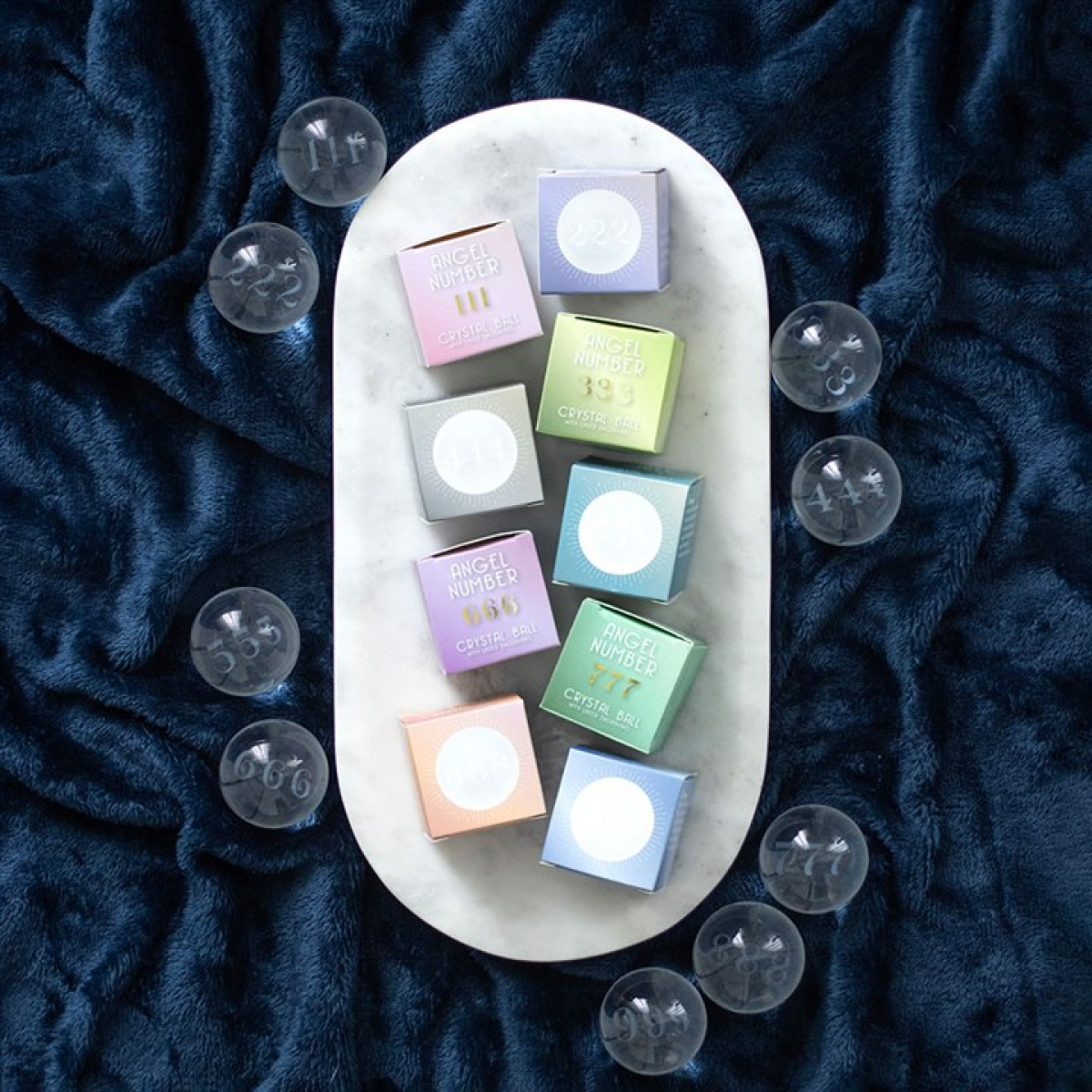 222 Angel Number Crystal Ball – Laser Engraved Glass Sphere for Manifestation & Divine Guidance 🔮✨