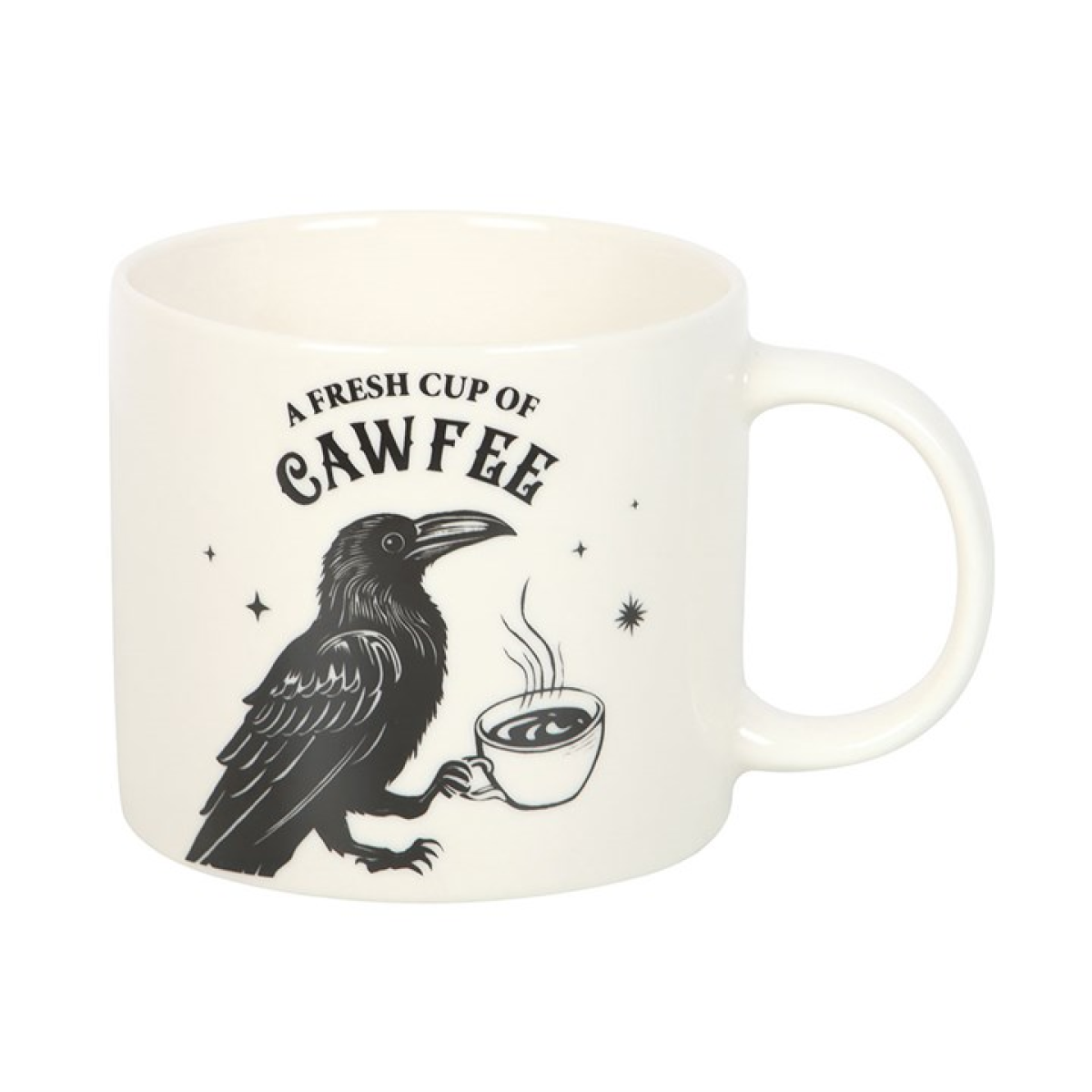 Mug à café corbeau Fresh Cup of Cawfee – Mug à café gothique en céramique de 500 ml