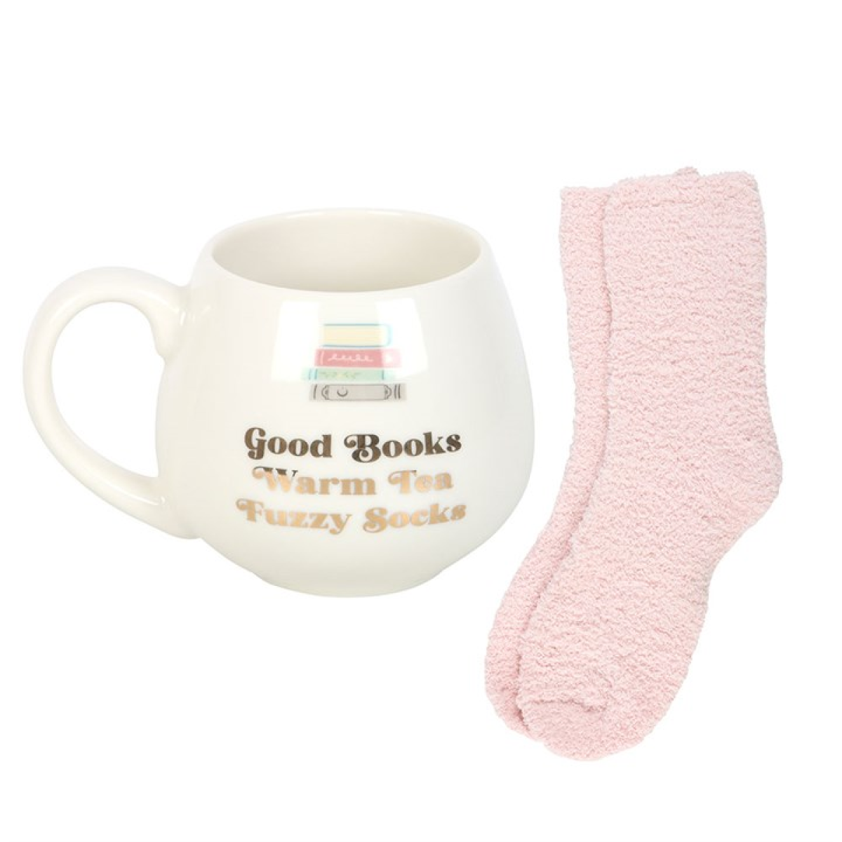 📚☕ Good Books, Warm Socks & Hot Tea Mug & Socks Gift Set – Cosy Reader’s Delight 💛