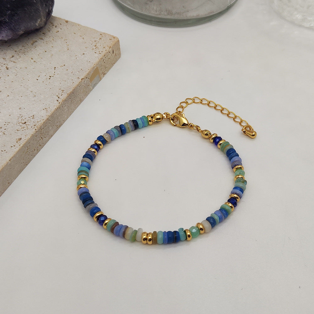Pulsera de Conchas Naturales Coloridas Tejidas a Mano con Cuentas para Mujer | Joyería Retro Boho de Verano