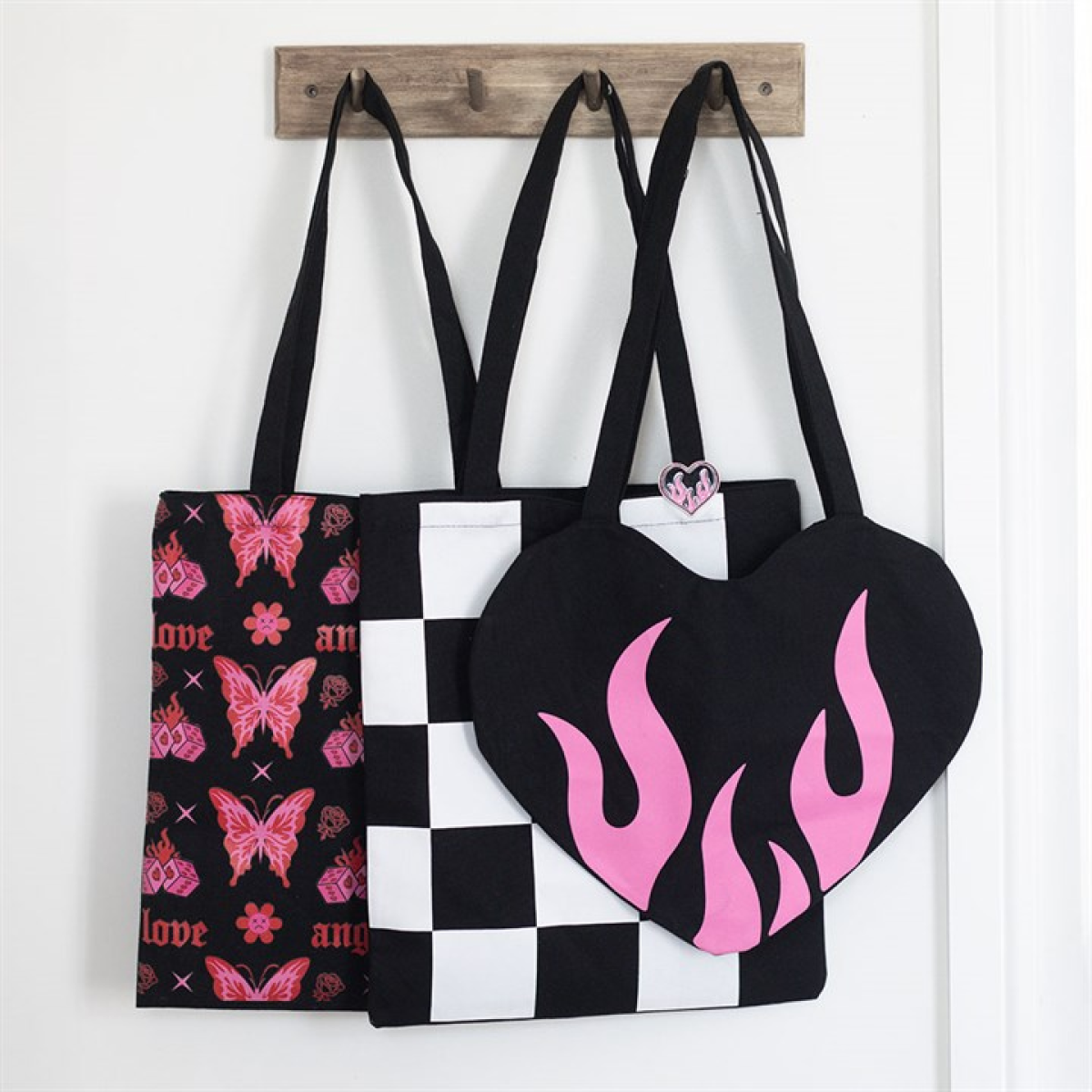 Sac fourre-tout Satin Burning Heart – Sac à bandoulière pop-punk léger en polyester