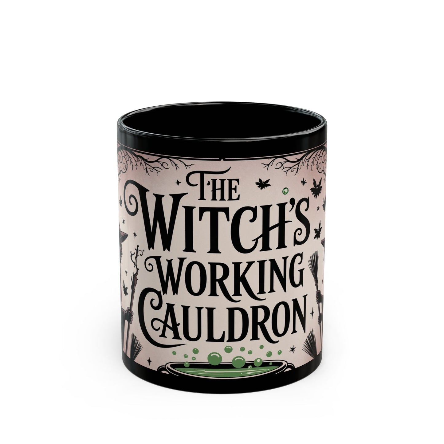 Witch's Working Cauldron Black Mug – Halloween Witch Tea Coffee Cup (11oz & 15oz)