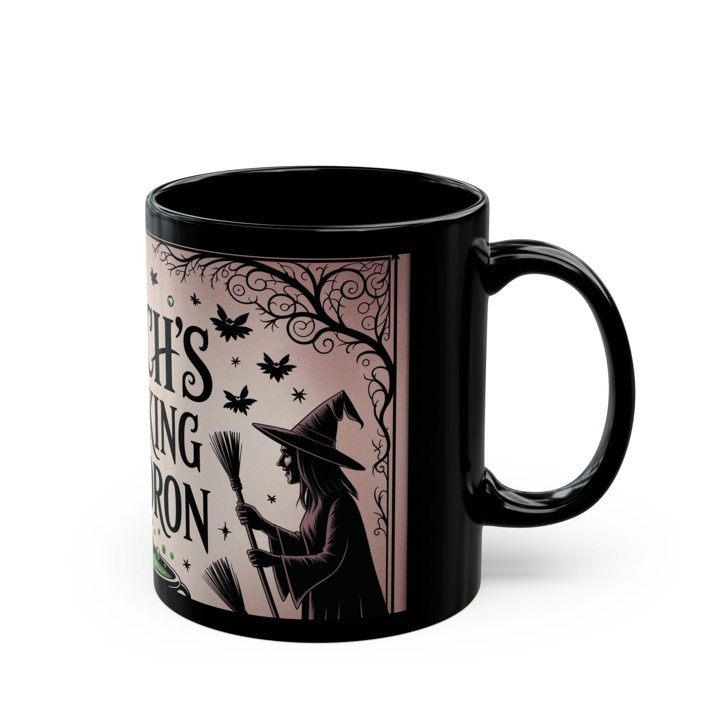 Witch's Working Cauldron Black Mug – Halloween Witch Tea Coffee Cup (11oz & 15oz)