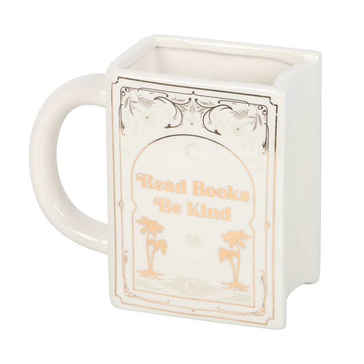 Lisez des livres Soyez gentil Tasse en forme de livre blanc