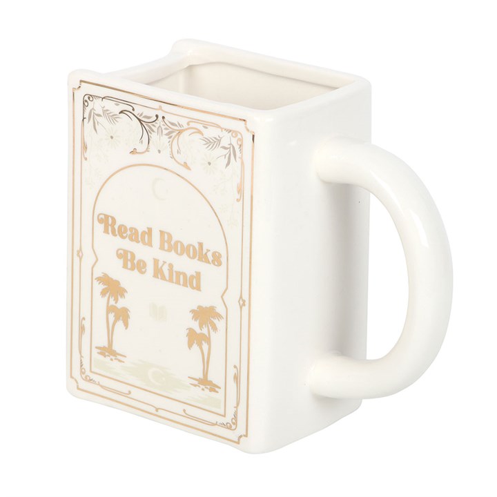 Lisez des livres Soyez gentil Tasse en forme de livre blanc