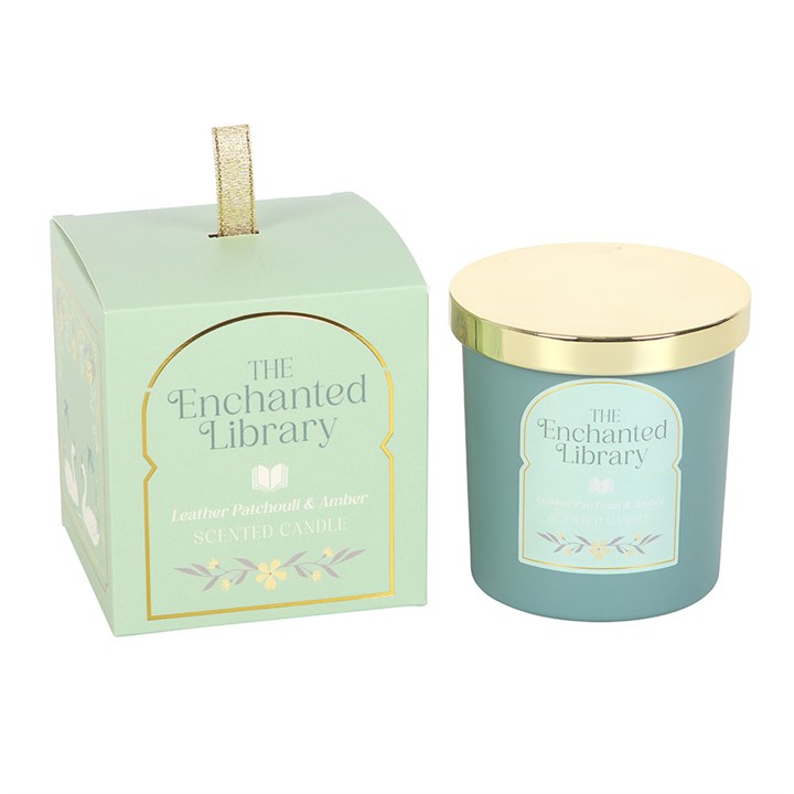 📚✨ The Enchanted Library – Leather, Patchouli & Amber Candle ✨📚