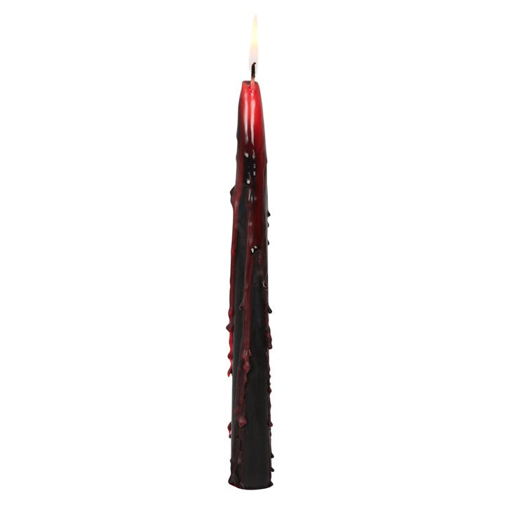 🕯️ Set de 4 velas Lágrimas de Vampiro – Velas negras con efecto de sangre goteando para decoración gótica y ambiente de Halloween