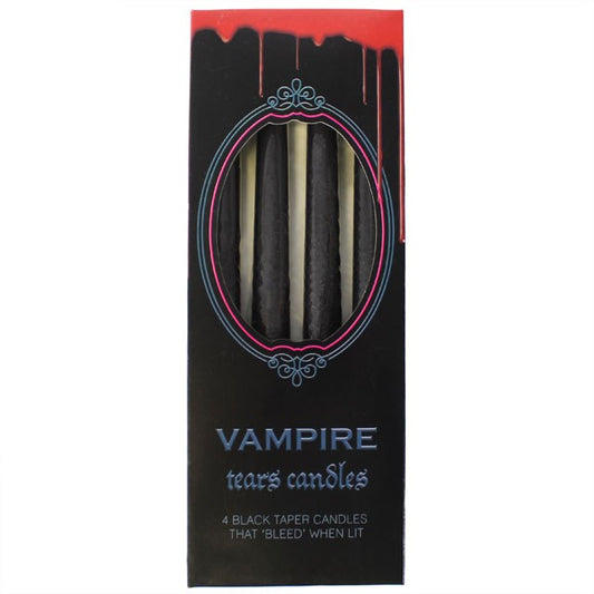 🕯️ Set of 4 Vampire Tears Candles – Dripping Blood Effect Black Candles for Gothic Décor & Halloween Atmosphere