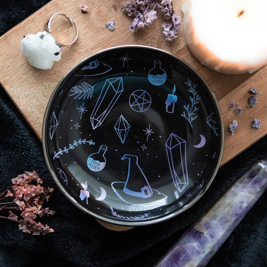 Something Different Crystal Witch Ceramic Trinket Dish – Iridescent Black Jewellery Holder