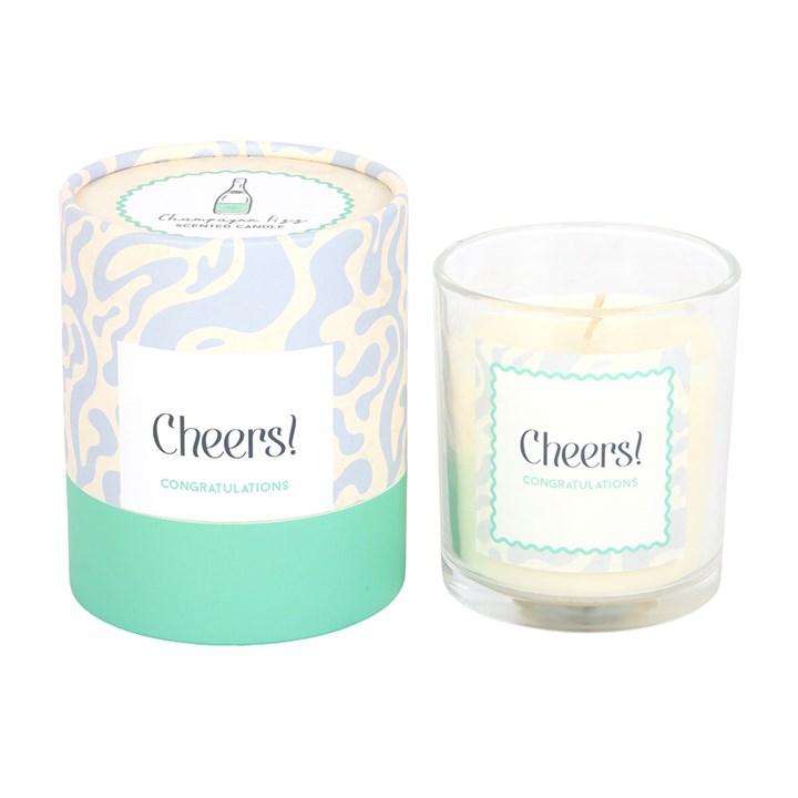 Bougie "Cheers Congratulations Champagne Fizz" – Bougie Cadeau Célébration pour les Remises de Diplômes, Promotions et Étapes Importantes