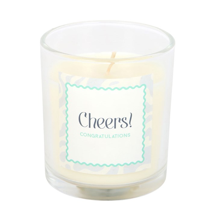 Bougie "Cheers Congratulations Champagne Fizz" – Bougie Cadeau Célébration pour les Remises de Diplômes, Promotions et Étapes Importantes