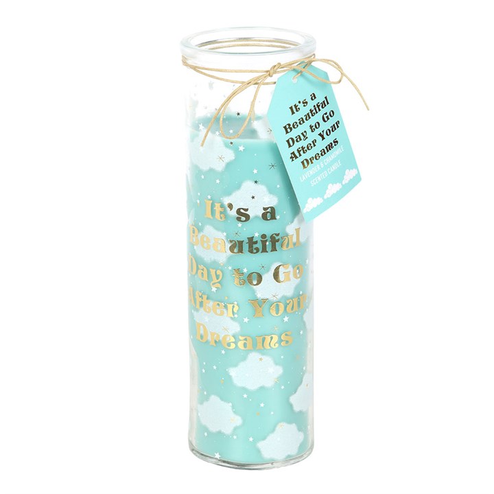 Bougie tube lavande et camomille Cloud Print – Bougie en verre de 55 heures