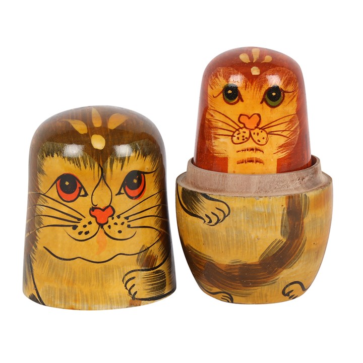 🐾 Hand-Painted Cat Russian Nesting Dolls (Set of 5) – Wooden Matryoshka Ornament & Unique Gift for Cat Lovers