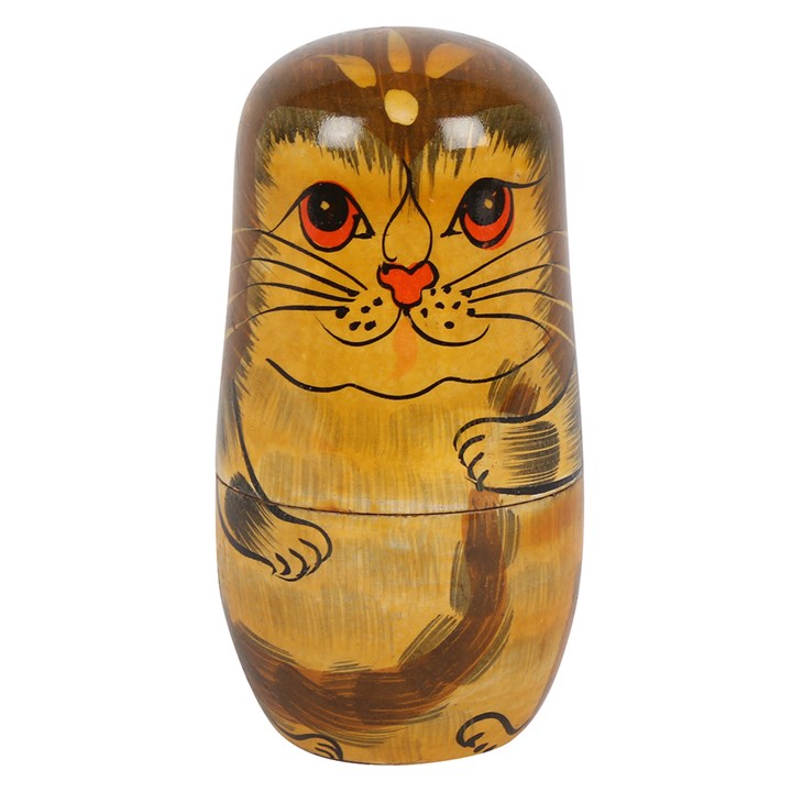 🐾 Hand-Painted Cat Russian Nesting Dolls (Set of 5) – Wooden Matryoshka Ornament & Unique Gift for Cat Lovers