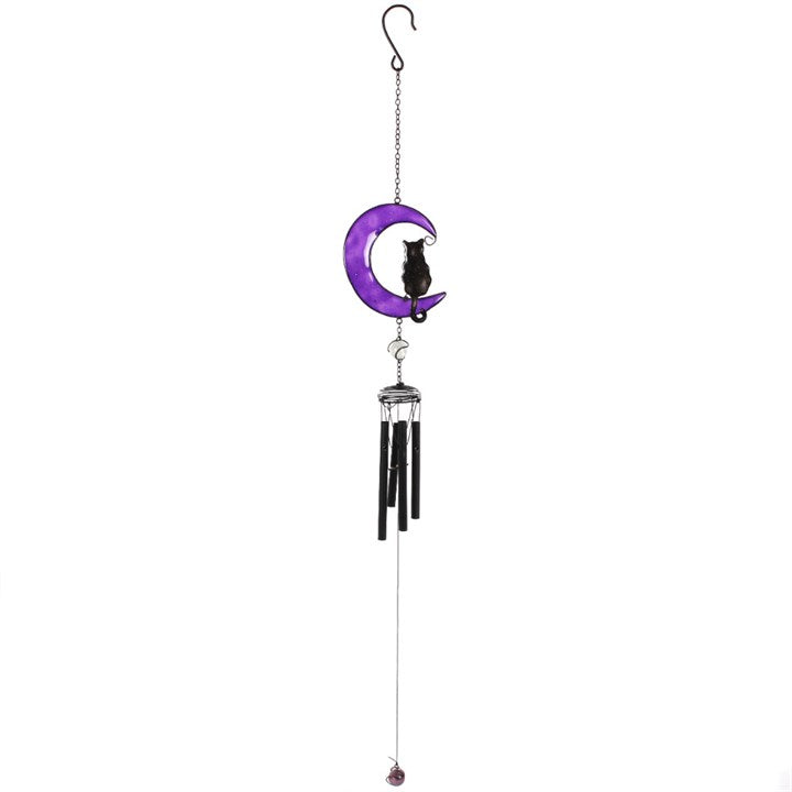 Handcrafted Black Cat Wind Chime – Metal, Glass & Resin | Ethically Sourced Indoor & Outdoor Decor 🐈‍⬛✨