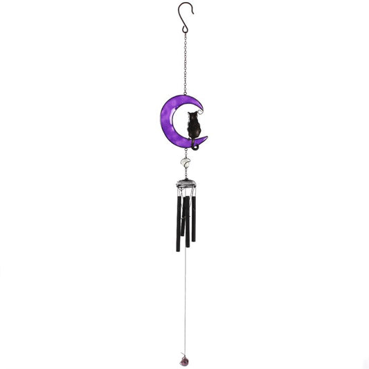 Handcrafted Black Cat Wind Chime – Metal, Glass & Resin | Ethically Sourced Indoor & Outdoor Decor 🐈‍⬛✨