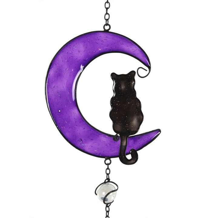 Handcrafted Black Cat Wind Chime – Metal, Glass & Resin | Ethically Sourced Indoor & Outdoor Decor 🐈‍⬛✨