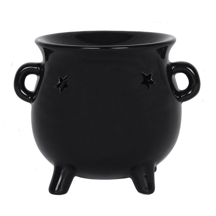 ✨ Black Cauldron Oil Burner with Cut-Out Stars – Witchy Wax Melt & Fragrance Oil Burner ✨