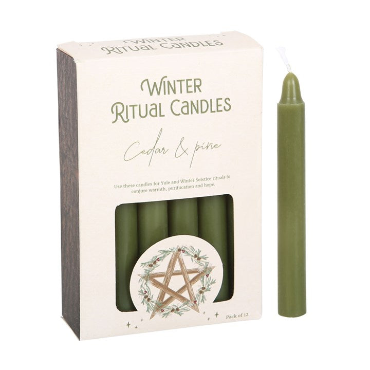 🕯️ Cedar & Pine Winter Ritual Spell Candles – Yule & Solstice Magic 🌲✨