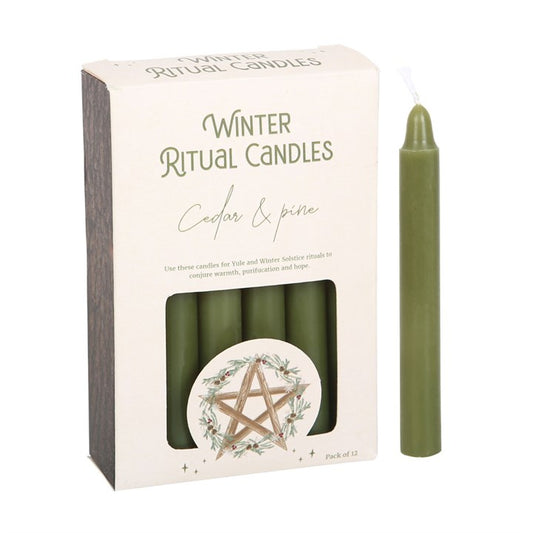 🕯️ Cedar & Pine Winter Ritual Spell Candles – Yule & Solstice Magic 🌲✨