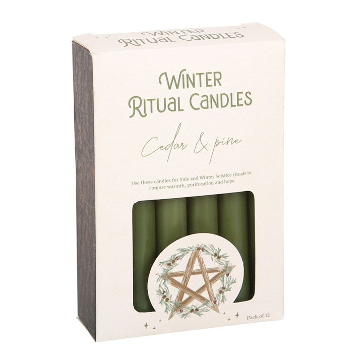🕯️ Cedar & Pine Winter Ritual Spell Candles – Yule & Solstice Magic 🌲✨