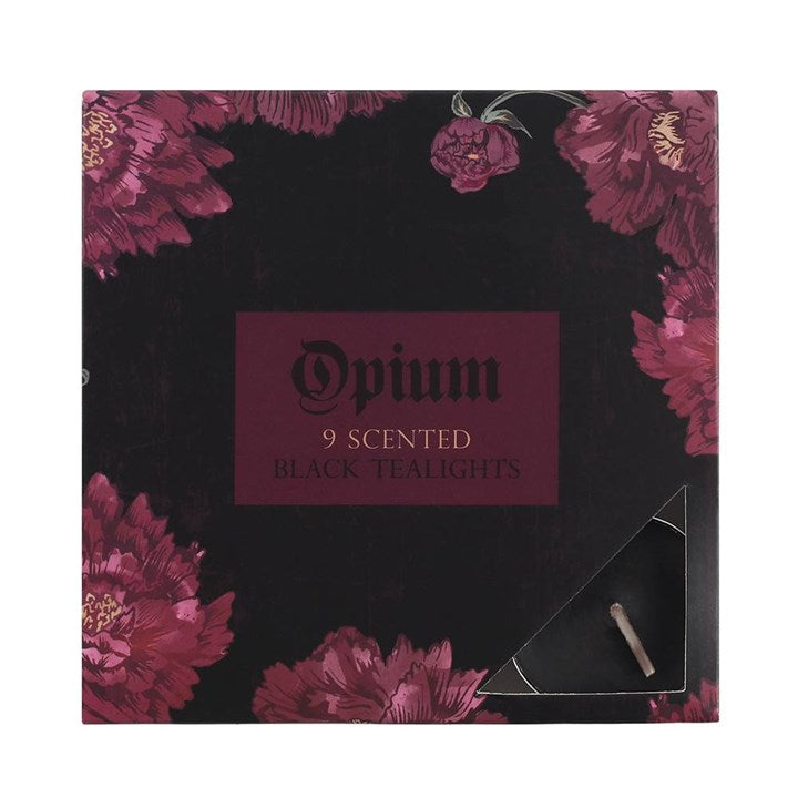 🖤 Pack of 9 Opium Scented Black Tealights – Mysterious, Luxurious & Alluring Aroma 🕯️