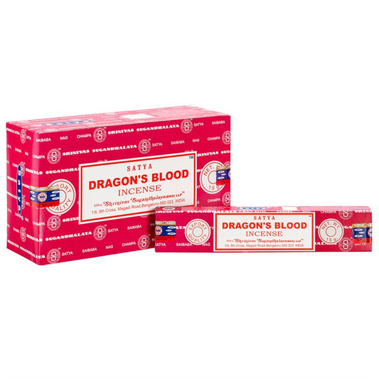 Lot de 12 paquets de bâtonnets d'encens Sang de Dragon par Satya